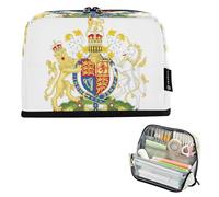 Nexawaveo Estuche organizador de gran capacidad de 21 x 15 cm, con escudo real del Reino Unido, para escuela, oficina, viajes