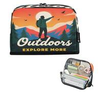 Nexawaveo Estuche organizador de gran capacidad de 21 x 15 cm, diseño de silueta de excursionista, bolsa para bolígrafos de montaña, para escuela, oficina, viajes