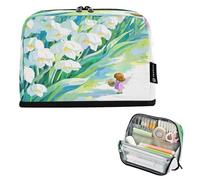 Nexawaveo Estuche organizador de gran capacidad de 8.3 x 5.9 pulgadas, diseño de hadas y flores blancas grandes, para escuela, oficina, viajes