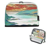 Nexawaveo Estuche organizador de gran capacidad de 8.3 x 5.9 pulgadas, diseño de mármol, escena de río, bolsa para bolígrafos para escuela, oficina, viajes