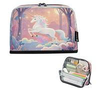 Nexawaveo Estuche organizador de gran capacidad de 8.3 x 5.9 pulgadas, diseño de unicornios mágicos, color pastel, para escuela, oficina, viajes