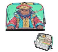 Nexawaveo Estuche organizador de gran capacidad de 8.3 x 5.9 pulgadas, Monkey Pirate at The Helm, bolsa para bolígrafos para escuela, oficina, viajes