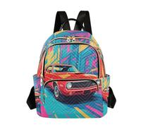 Nexawaveo Happy Capybara Field - Mochila acolchada para laptop de 14 pulgadas para mujer, Neon Car Street, Small, Mochilas de mochila