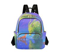 Nexawaveo Mochila acolchada para mujer, bolsa de mano para laptop de 14 pulgadas, ligera, estilo folclórico, color azul búho, Fox and Green Dragon, Mediano, Mochilas de mochila