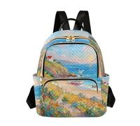 Nexawaveo Mochila acolchada para mujer, bolsa de mano para laptop de 14 pulgadas, ligera, mochila de trabajo, casa nocturna, colorida, Pintura al óleo, barco marino, Medium, Mochilas de mochila