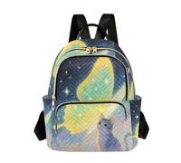 Nexawaveo Mochila acolchada para mujer, bolsa de mano para laptop de 14 pulgadas, ligera, mochila de trabajo, mariposa mágica estrellada, Magical Cat Starry, S