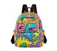 Nexawaveo Mochila acolchada para mujer, bolsa de mano para laptop de 14 pulgadas, ligera, mochila de trabajo estilizada, mujer africana, color dorado, Cartoon Dinos Yellow, pequeño, Mochilas de