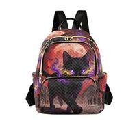 Nexawaveo Mochila acolchada para mujer, bolsa de mano para laptop de 14 pulgadas, ligera, mochila de trabajo, panda y lémur, Red Moon Cat Purple and Gold, Medium, Mochilas de mochila