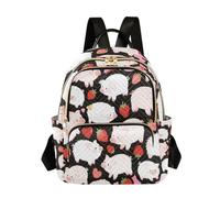 Nexawaveo Mochila acolchada para mujer, bolsa de mano para laptop de 14 pulgadas, ligera, mochila de trabajo, croissants verde azulado, Cute Pigs Strawberry Dark, S