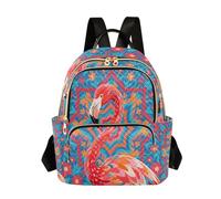 Nexawaveo Mochila acolchada para mujer, bolsa de mano para laptop de 14 pulgadas, ligera, mochila de trabajo, elefante étnico, azul oscuro, Ethnic Flamingo Starblue, Medium, Mochilas de mochila