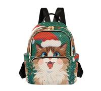 Nexawaveo Mochila acolchada para mujer, bolsa de mano para laptop de 14 pulgadas, ligera, mochila de trabajo, minimalista, margaritas, menta, Santa Cat Verde, S