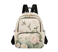 Nexawaveo Mochila acolchada para mujer, bolsa de mano para laptop de 14 pulgadas, ligera, para trabajo, color verde y dorado, Colibrí y floral, S