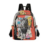 Nexawaveo Mochila acolchada para mujer, bolsa de mano para laptop de 14 pulgadas, mochila ligera de trabajo, patrón de tarro de miel, Rojo León Negro, M, Mochilas rucksack