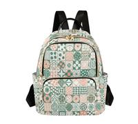 Nexawaveo Mochila acolchada para mujer de 14 pulgadas, ligera, con patrón de mosaico, color azul, Azulejos verdes, S
