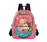 Nexawaveo Mochila acolchada para mujer, diseño de planeta espacial de dibujos animados, Bonito helado, Small, Mochilas de mochila