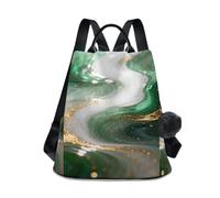 Nexawaveo Mochila antirrobo para mujer, mochila de viaje a la moda, bolsa de hombro, Swirl Art Gold Green