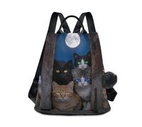 Nexawaveo Mochila antirrobo para mujer, mochila de viaje para senderismo, camping, Cute Cats Night Moon