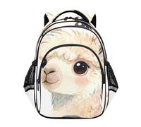 Nexawaveo Mochila de 38 cm para niños y niñas, encantadora mochila escolar de alpaca de acuarela para primaria, preescolar, ligera
