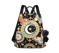Nexawaveo Mochila de moda antirrobo para mujer, diseño de dibujos animados, para senderismo, camping, Linda luna mariposa Boho Dark