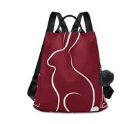 Nexawaveo Mochila de moda para mujer, antirrobo, bolsa de viaje para senderismo, camping, Line Rabbit Red