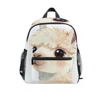 Nexawaveo Mochila infantil de dibujos animados para niños y niñas preescolares, mochila de jardín de infantes con etiqueta de nombre para niños y niñas, Encantadora alpaca acuarela, Medium, Mochilas