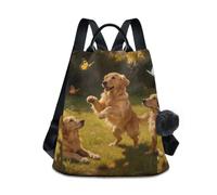 Nexawaveo Mochila para mujer, antirrobo, bolsillo trasero con cremallera, Golden Retrievers Cute, Medium, Mochila de viaje antirrobo