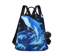 Nexawaveo Mochila para mujer, antirrobo, bolsillo trasero con cremallera, mochila de viaje, Dreamy Whale Blue