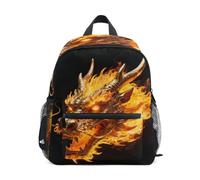 Nexawaveo Mochila para niños pequeños preescolar, mochila de jardín de infantes con etiqueta de nombre para niños y niñas, Dragon Head Flame Dark, M
