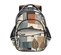 Nexawaveo Mochila preescolar para niños y niñas de 3 a 8 años, Fish Art Geometricial, Small, Mochilas de viaje