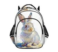 Nexawaveo Mochila preescolar para niños y niñas de 3 a 8 años, Iridescent Bunny Art, Small, Mochilas de viaje
