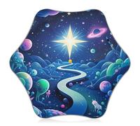 Nexawaveo Paraguas infantil con UPF 50+ camino galáctico estrellado para sol y lluvia, diseño resistente al viento, borde reflectante, fácil de abrir para niños pequeños