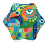 Nexawaveo Paraguas para niños con botón fácil de abrir y cerrar, arte moderno, loro, puntos coloridos, UV 50+, revestimiento negro, tira de seguridad reflectante para niños y niñas de 3 a 8 años