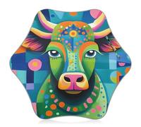 Nexawaveo Paraguas para niños con botón fácil de abrir y cerrar, arte moderno, puntos azules, vaca, UV 50+, revestimiento negro, tira de seguridad reflectante para niños y niñas de 3 a 8 años