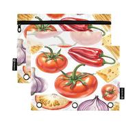Nexawaveo Pasta Ingredients - Juego de 2 estuches para carpetas de 3 anillas, cremallera suave con ventana de PVC transparente para suministros escolares