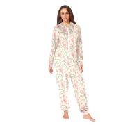 Nexawaveo Pijama de forro polar ultrasuave para adultos, acogedor, con capucha, pies, cuerpo completo y bolsillo, Dainty Blossom Vine Beige, Medium