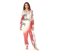 Nexawaveo Pijama de forro polar ultrasuave para adultos, diseño de dibujos animados, gato, pareja, Be Mine, acogedor, con capucha, de cuerpo entero y bolsillo, Angel Roses Valentine, Medium