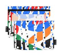 Nexawaveo Trees in Geometric - Juego de 2 estuches para lápices con cremallera suave y ventana de PVC transparente para suministros escolares