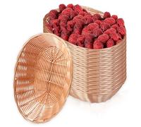 Nexboraque Paquete de 12 cestas ovaladas de plástico, cesta vacía de pan de 10 x 6.25 x 3 pulgadas, cesta de almacenamiento de alimentos a granel, cestas de mimbre de plástico para servir en la