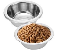 Nexboraque Paquete de 4 cuencos de acero inoxidable para perros, cuencos básicos de metal para perros de 8 pulgadas, plato de comida y agua para perros pequeños y grandes, cachorros