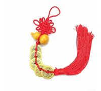 Nexbrill Adorno colgante de calabaza de cobre con nudos chinos, amuleto Feng Shui hecho a mano para espejo retrovisor de coche o decoración del hogar, 31 cm de longitud total