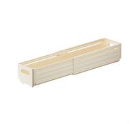Nexbrill Caja de almacenamiento extensible con tapa, organizador de cajones de plástico para calcetines, ropa interior, joyas, apilable, a prueba de polvo, color blanco crema, 8 x 10 x 28 cm, ahorro