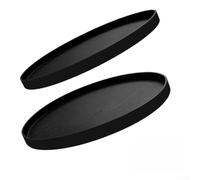 Nexbrill Juego de 2 bandejas decorativas redondas, bandejas de madera negra, apilables e impermeables para decoración de mesa de café (negro)