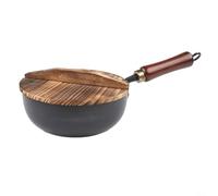 Nexbrill Olla de hierro martillado, wok sin revestimiento para comida de bebé y cocina casera, estructura de vientre grande para freír y hervir a fuego lento, distribución eficiente del calor, 20 cm
