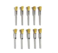Nexbrill Paquete de 10 cepillos de alambre giratorios extendidos para eliminación de óxido, ruedas de pulido de acero con vástago de 3 mm para taladros manuales y prensa de taladro, limpieza de piezas