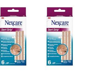 Nexcare Steri-Strip Suturas cutánea, color piel, 6 mm x 75 mm, 6/paquete (Paquete de 2)