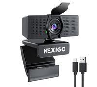 NexiGo Cámara web N60 Pro (Gen 2) 1080P con lente sin distorsión, cable de datos USB A a tipo C, micrófono de reducción de ruido y cubierta de privacidad, para Zoom/Skype/Teams/Webex, laptop, Mac, PC