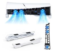 NexiGo PS5 - Soporte Horizontal Delgado con Ventilador de refrigeración silencioso Mejorado, Velocidad Ajustable, [bajo Nivel de Ruido], [Encendido y Apagado automático], Puerto USB 3.0, luz LED