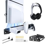NexiGo Soporte de Pared para PS5 con Estación de Carga para PS5 (Todas Las Versiones) y Nuevas Consolas PS5 Slim, Mandos DualSense_Edge y Regulares