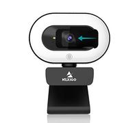 NexiGo StreamCam N930E, 1080P Webcam con Luz de Anillo y Cubierta de Privacidad, Enfoque Automático, Plug & Play, Cámara Web para Clases en Línea, Zoom Skype, PC Mac Portátil y Computadora