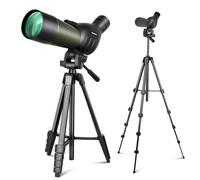 Nexiview Telescopio de 25-75 x 60 con trípode de 64 pulgadas, bolsa de transporte, visor transparente de visión con poca luz, alcance de detección a prueba de niebla para tiro al objetivo, caza,